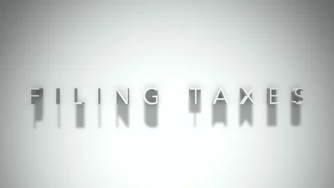 Filing taxes 3D title animation white text on a white background Stock Footage 299421775