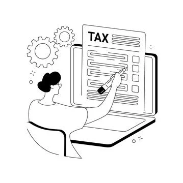 Filing the taxes abstract concept vector illustration. Stock Illustration