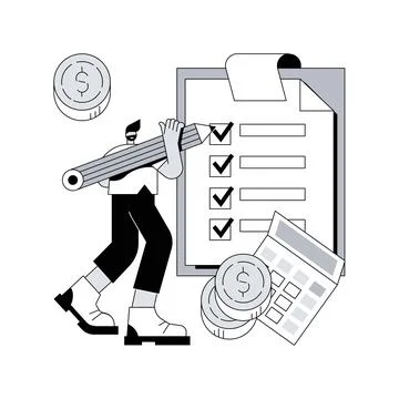 Filing the taxes abstract concept vector illustration. Stock Illustration