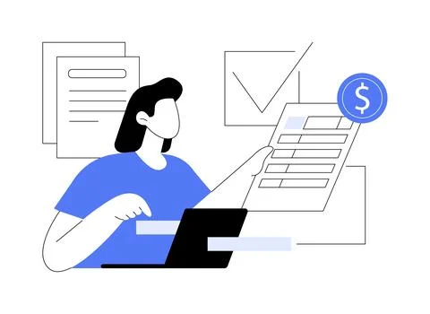 Filing the taxes abstract concept vector illustration. Stock Illustration