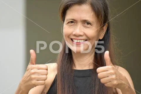 Filipina Gramma With Thumbs Up Stock Photos