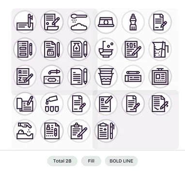 Fill Complete Vector Package with 28 256x256 Bold Line Pixel Aligned Icons 스톡 일러스트
