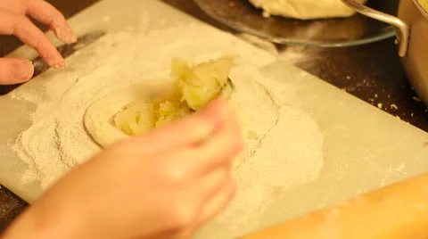 Fill dough stuffed with a spoon Video stock 57338826