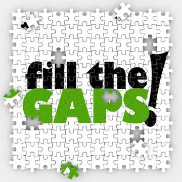 Fill the gaps puzzle hole shortfall coverage insufficient lacking Stock Illustration