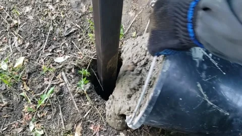 Fill a metal pole with a solution Stock Footage 311029798