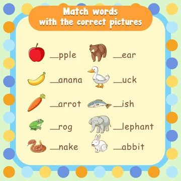 Fill in the missing letter worksheet template イラスト素材