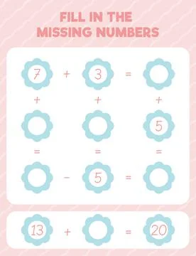Fill in the missing numbers. Printable maths worksheet practice page. Count a Stock Illustration