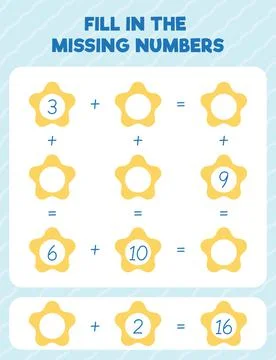 Fill in the missing numbers. Printable maths worksheet practice page. Count a Stock Illustration