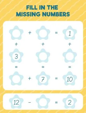 Fill in the missing numbers. Printable maths worksheet practice page. Count a Stock Illustration