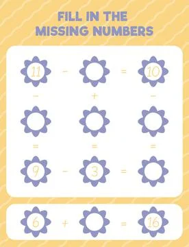 Fill in the missing numbers. Printable maths worksheet practice page. Count a Stock Illustration
