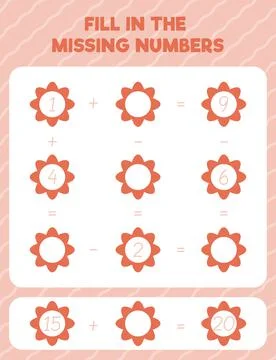 Fill in the missing numbers. Printable maths worksheet practice page. Count a Stock Illustration