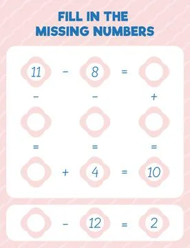 Fill in the missing numbers. Printable maths worksheet practice page. Count a Stock Illustration