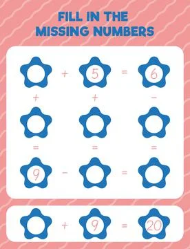 Fill in the missing numbers. Printable maths worksheet practice page. Count a Stock Illustration