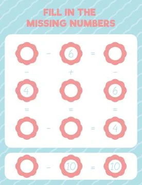 Fill in the missing numbers. Printable maths worksheet practice page. Count a Stock Illustration