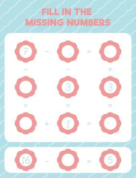 Fill in the missing numbers. Printable maths worksheet practice page. Count a Stock Illustration