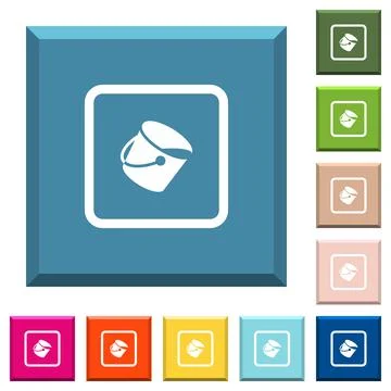 Fill object white icons on edged square buttons Stock Illustration