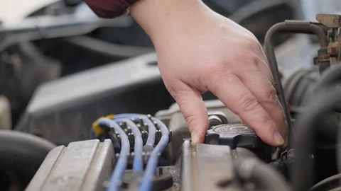 Fill oil in an internal combustion engine. Stock Footage 108633272