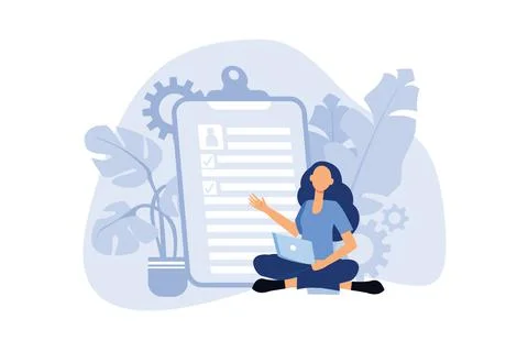 Fill out form, for web banners, infographics, websites. Concept done job, che Stock Illustration