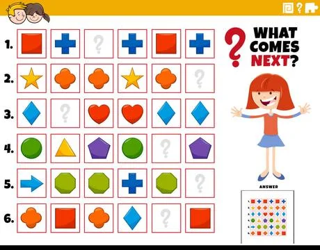 Fill the pattern educational activity for kids Cartoon illustration of com... Stock Photos