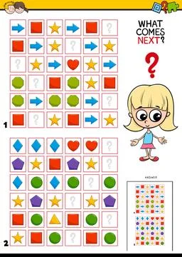 Fill the pattern educational game for children Cartoon Illustration of Com... Stock Photos