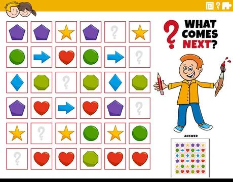 Fill the pattern educational game for children Cartoon Illustration of Com... Stock Photos