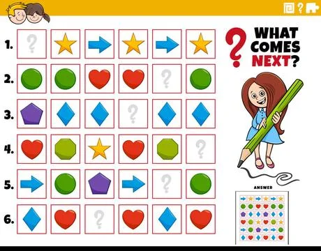 Fill the pattern educational task for children Cartoon Illustration of Com... Stock Photos