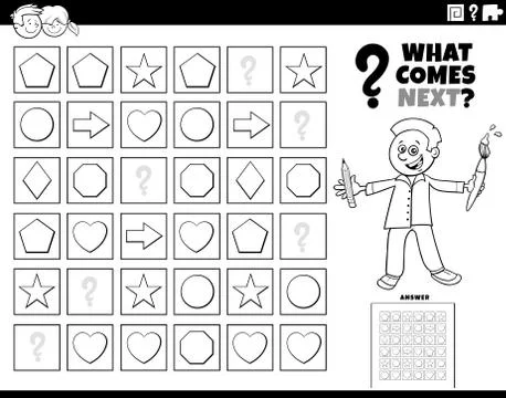 Fill the pattern game for children coloring book page Illustrazione stock