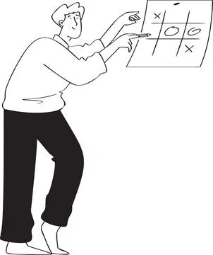Fill in Tic Tac Toe Using a Pencil Illustration - Strategy &amp; Play Stock Illustration