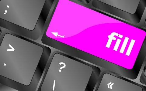 Fill word on computer pc keyboard key 스톡 일러스트