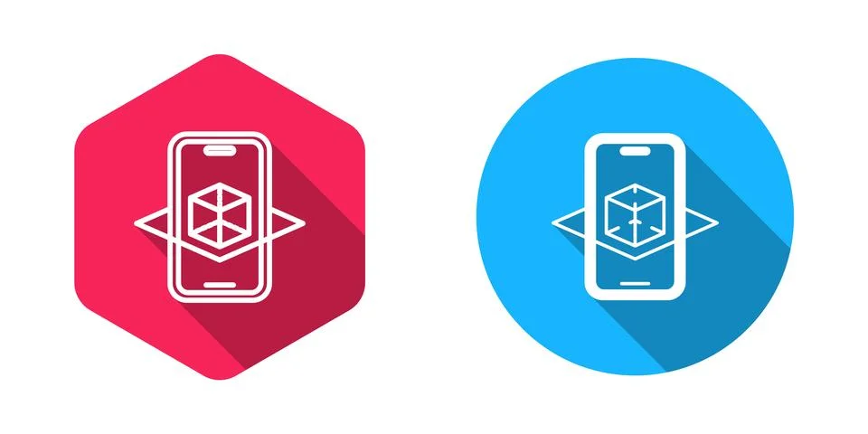 Filled and outline 3d modeling icon isolated with long shadow background. A.. イラスト素材