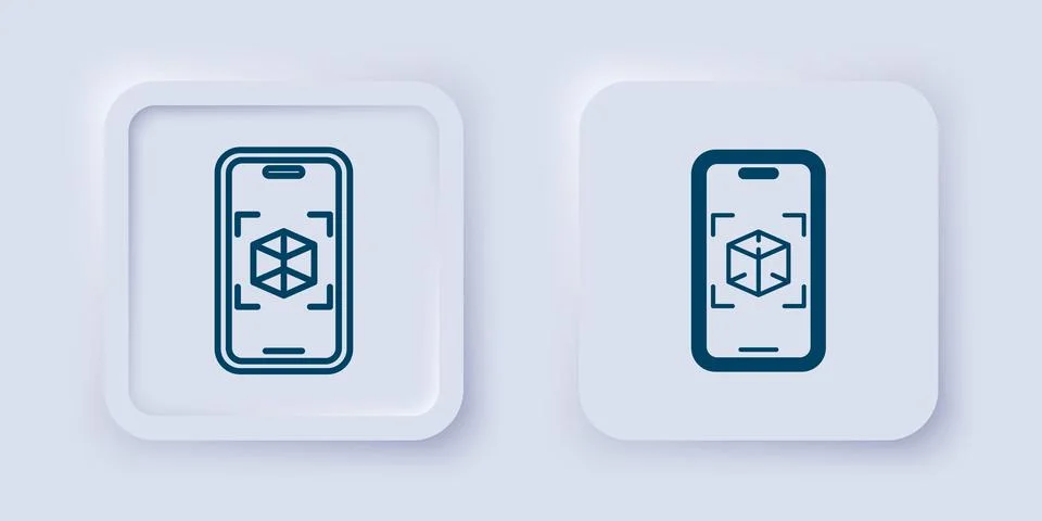 Filled and outline 3d modeling icon isolated on grey background. Augmented .. Stock Illustration