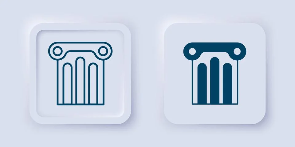 Filled and outline Ancient column icon isolated on grey background. Square .. Stock Illustration