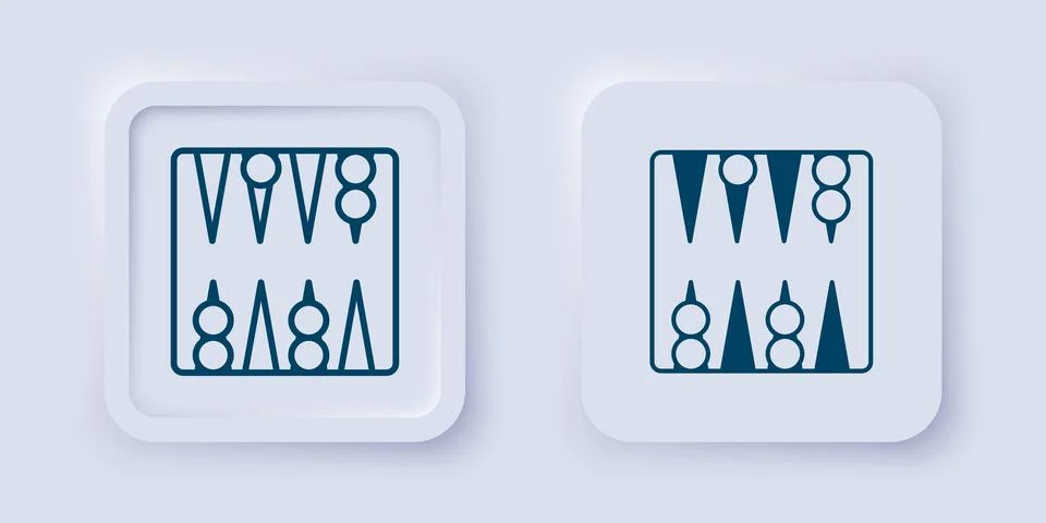 Filled and outline Backgammon board icon isolated on grey background. Squar.. Stock Illustration
