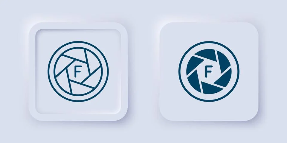 Filled and outline Camera shutter icon isolated on grey background. Square .. Stock Illustration