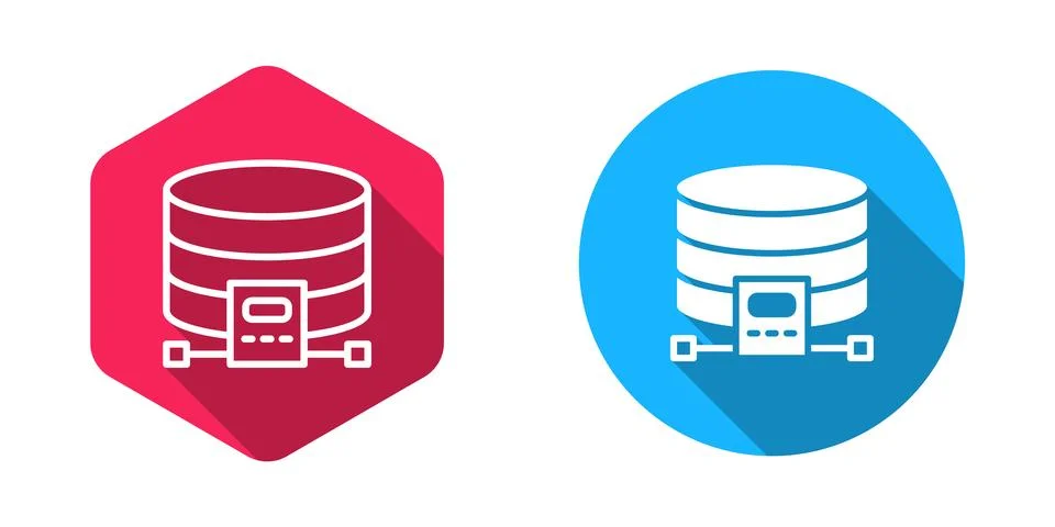 Filled and outline Cloud database icon isolated with long shadow background.. 스톡 일러스트