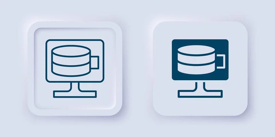 Filled and outline Cloud database icon isolated on grey background. Cloud c.. Stock Illustration