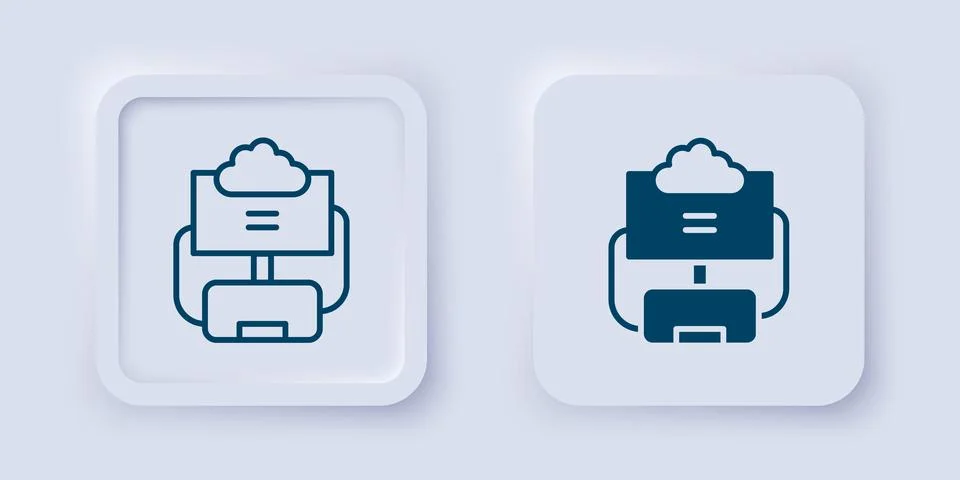 Filled and outline Cloud database icon isolated on grey background. Cloud c.. Stock Illustration