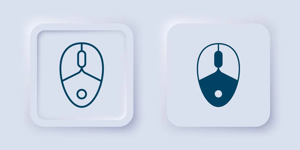 Filled and outline Computer mouse gaming icon isolated on grey background. .. Stock Illustration