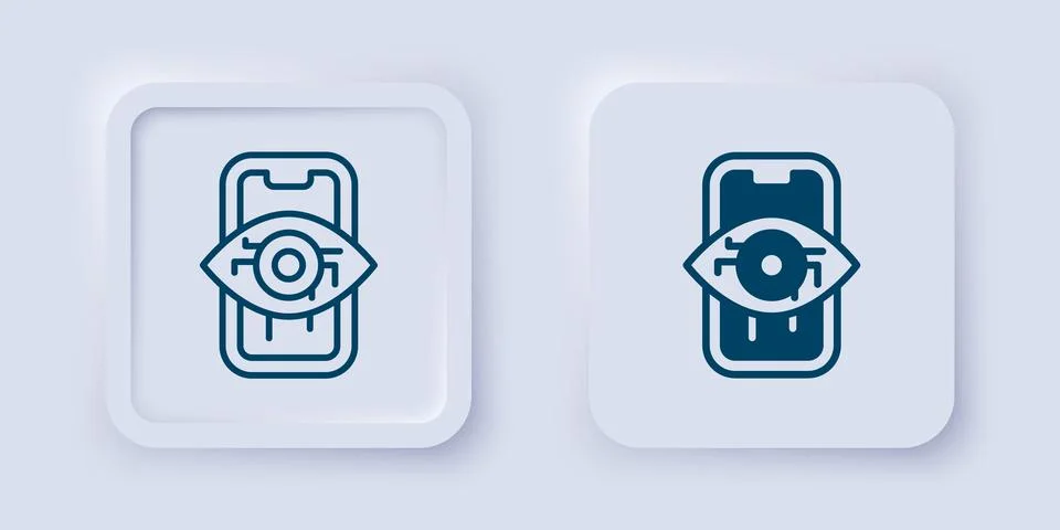 Filled and outline Computer vision icon isolated on grey background. Techni.. Stock Illustration