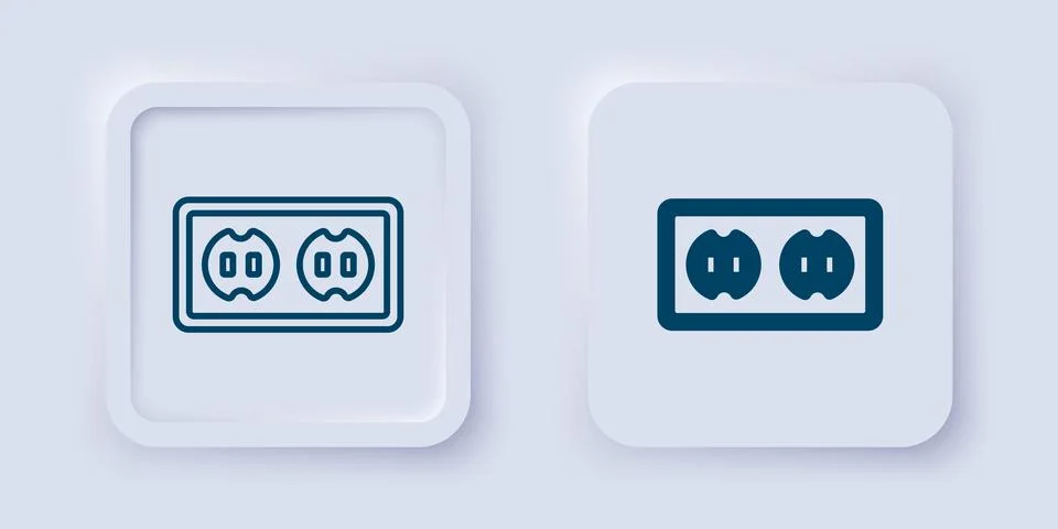 Filled and outline Electrical outlet icon isolated on grey background. Powe.. Stock Illustration