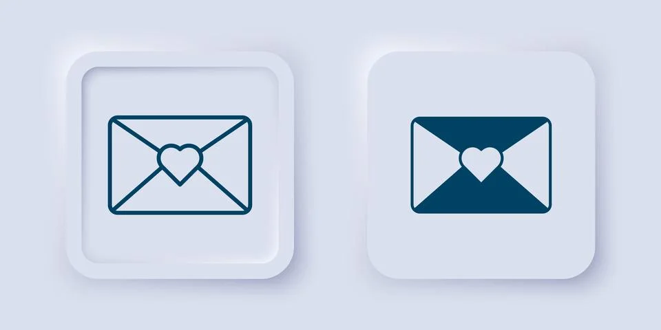 Filled and outline Envelope with 8 March icon isolated on grey background. .. Stock Illustration