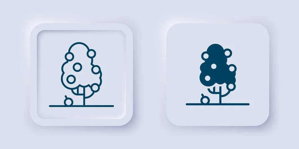 Filled and outline Fruit tree icon isolated on grey background. Agricultura.. Stock Illustration