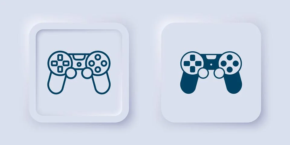 Filled and outline Game controller or joystick for game console icon isolat.. Stock Illustration