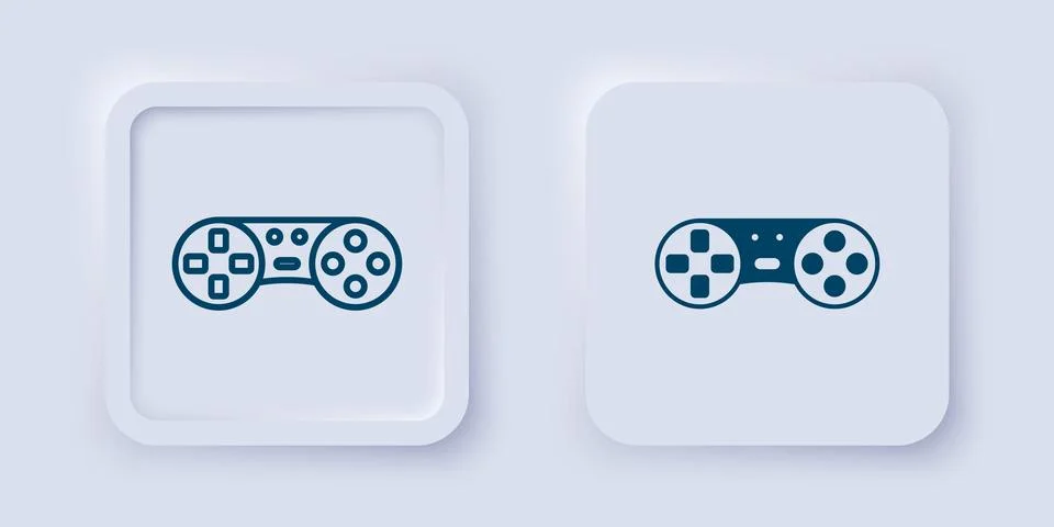 Filled and outline Game controller or joystick for game console icon isolat.. Stock Illustration