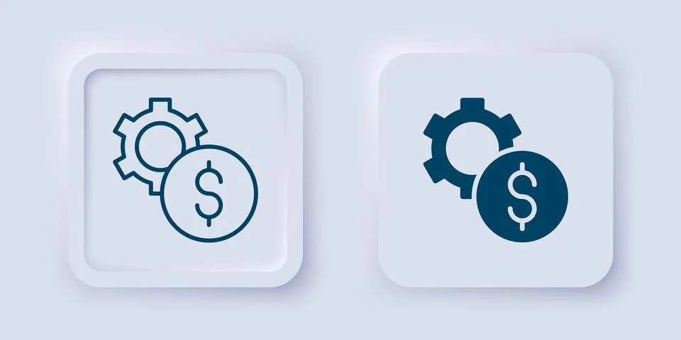 Filled and outline Gear with dollar symbol icon isolated on grey background.. Stock Illustration