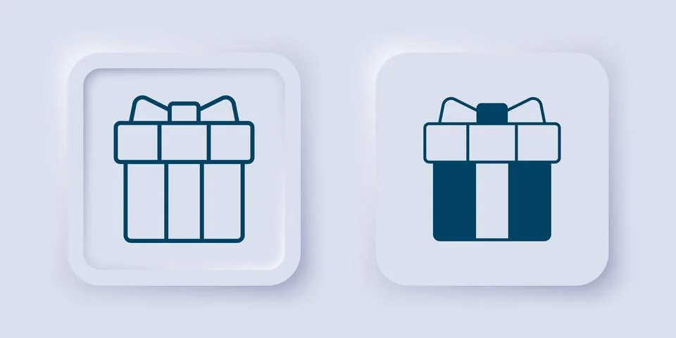 Filled and outline Gift box icon isolated on grey background. 8 March. Inte.. Stock Illustration