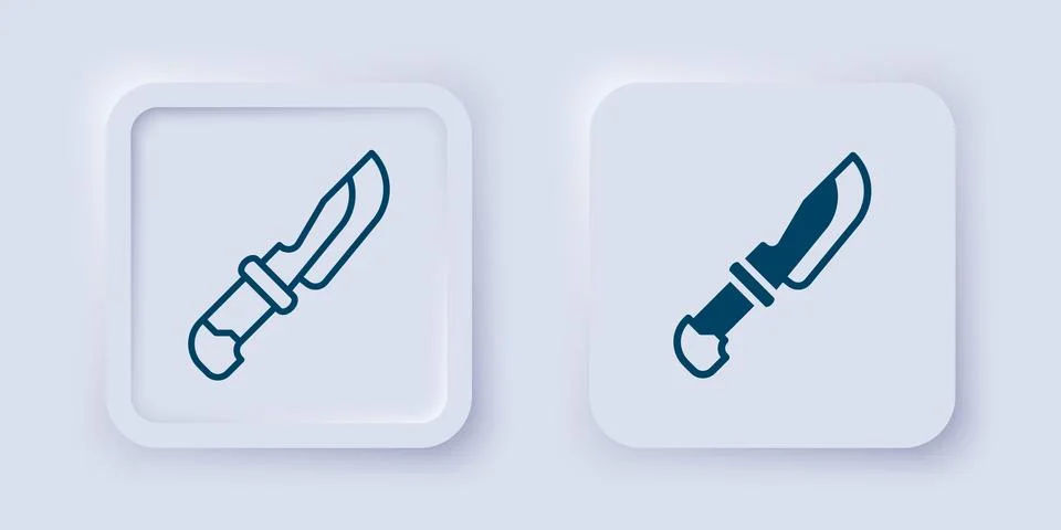 Filled and outline Knife icon isolated on grey background. Cutlery symbol. .. Stock Illustration