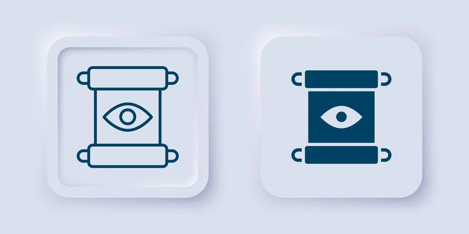 Filled and outline Magic scroll icon isolated on grey background. Decree, p.. Stock Illustration