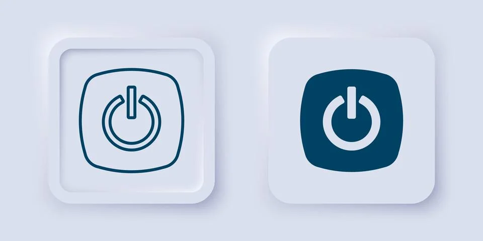 Filled and outline Power button icon isolated on grey background. Start sig.. Stock Illustration