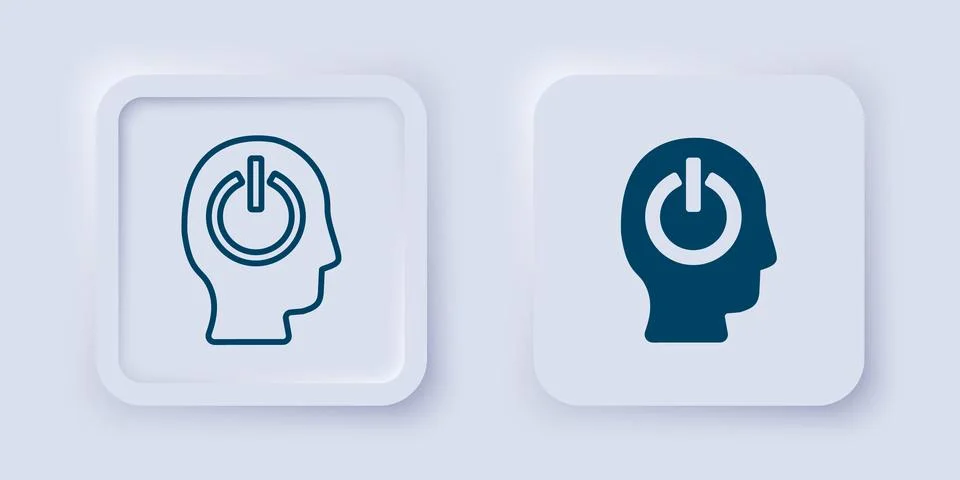 Filled and outline Power button icon isolated on grey background. Start sig.. Stock Illustration